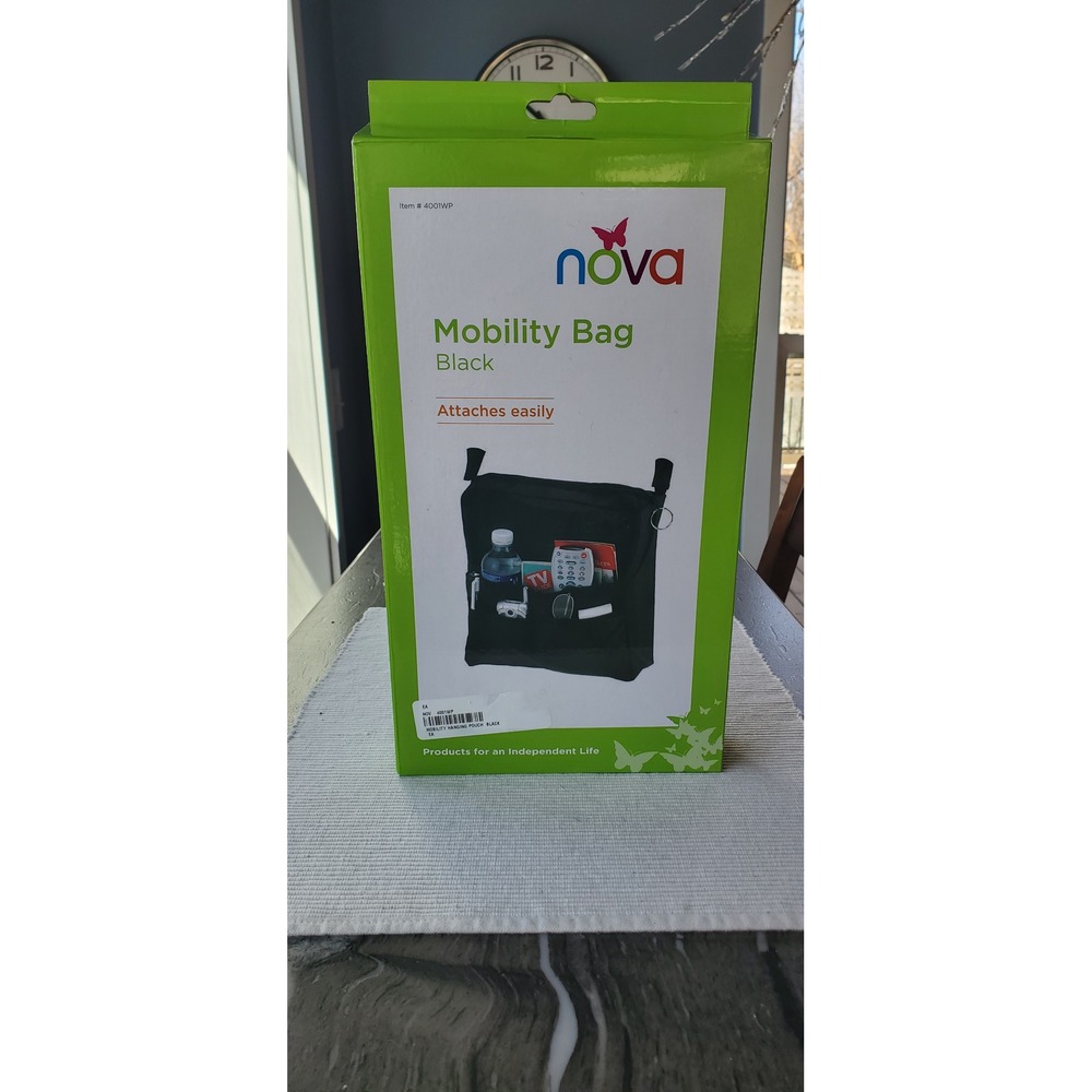 Nova Mobility Bag Black Hanging Pouch for Walkers and Wheelchairs 4001WP NEW